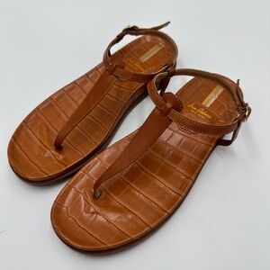 Sam Edelman Brown Croc-Embossed Sandals